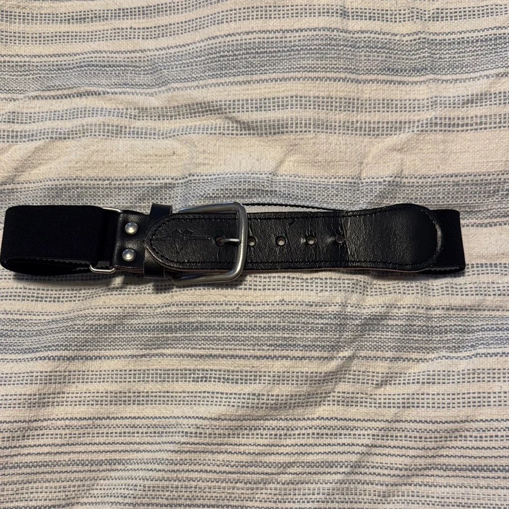 Black Leather Men’s Belt with Silver Buckle